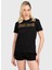 Bisiklet Yaka Baskılı Siyah Kadın T-Shirt 75PAHG05 1