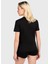 Bisiklet Yaka Baskılı Siyah Kadın T-Shirt 75PAHG05 3