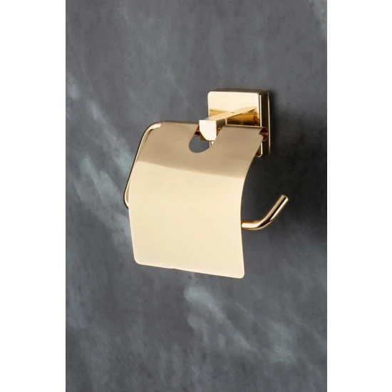 ERFAHOME Gold Paslanmaz Geniş Kapaklı Tuvalet Kağıtlığı -Pirinç