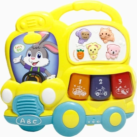 Vardem Işıklı ve Müzikli Otobüs Bebek Piyanosu - Sarı