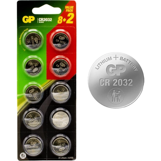 Gp 2032 3V Lityum Para Pil 8+2 10 Lu Paket (81)