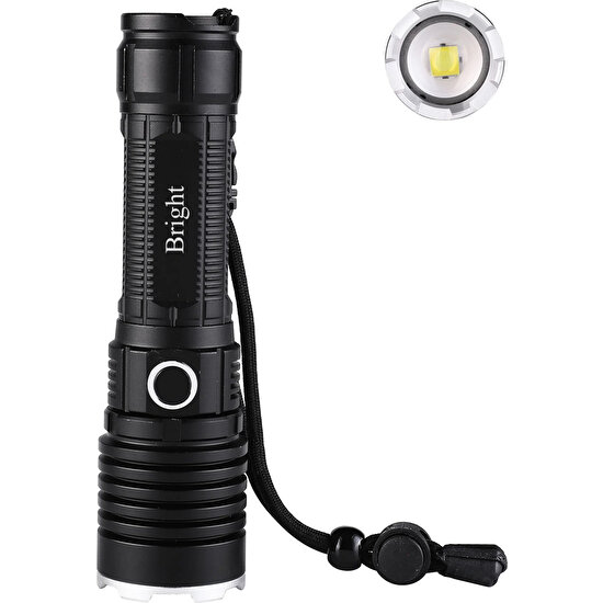 Bright GHT-5761 XP50 LED 3 Mod Zoomlu Yağmur Suyu Geçirmez Şarjlı El Feneri