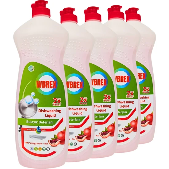 Wbrex Sıvı Bulaşık Deterjanı Nar Kokulu 650 ml * 5