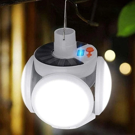 Deco Elit Yeni Nesil Solar LED Lamba Katlanır 5 Kanatlı 45 Ledli Şarjlı ve Güneş Panelli