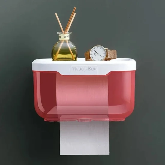 Zhaowen Shop Büyük Kırmızı Stil Raflı Tuvalet Kağıdı Tutacağı Duvara Monte Su Geçirmez Plastik Rulo Doku Tutucular Stand Banyo Depolama Rafları Wc Kağıt Kutusu Rafları (Yurt Dışından)