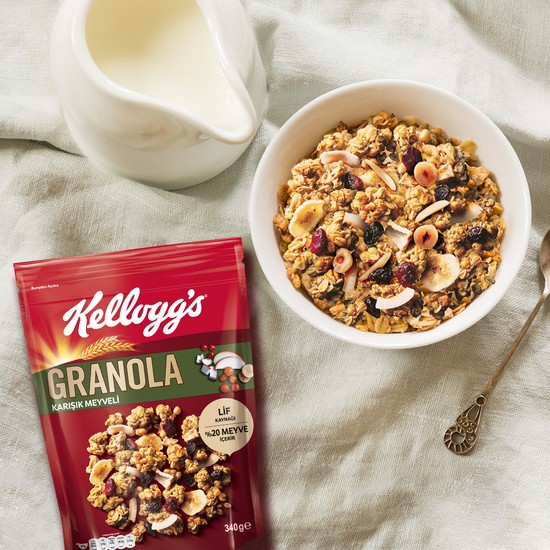 Kellogg's Granola Karışık Meyveli 340 gr x 5 Adet, 45 Yulaf Fiyatı