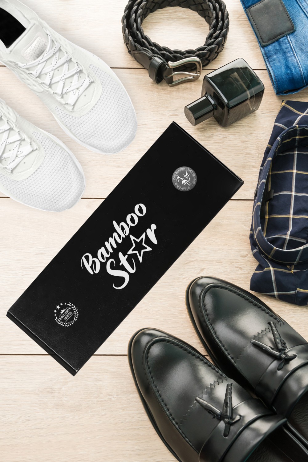Bamboo Star Bambu Erkek Soket Uzun Düz Siyah Dikişsiz 6'lı Premium Kutulu Çorap görsel 6