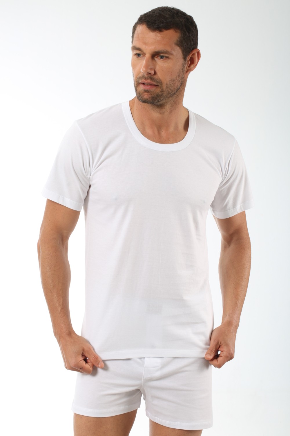 Özkan Underwear 0059 Erkek Pamuklu Penye Esnek Rahat Açık Yaka Yarım Kol Atlet Fanila görsel 3
