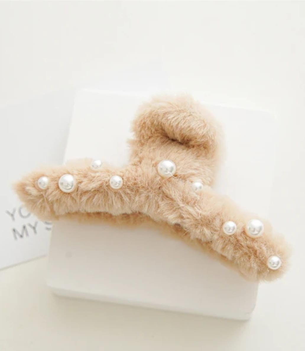 ZYC Büyük Boy Inci Peluş Mandal Toka 12 cm görsel 4