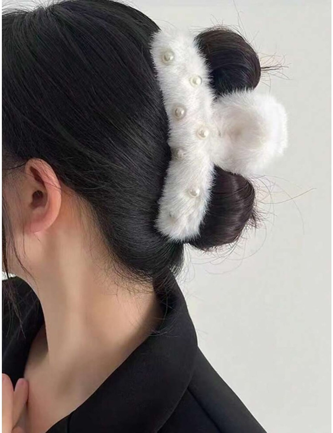 ZYC Büyük Boy Inci Peluş Mandal Toka 12 cm görsel 2