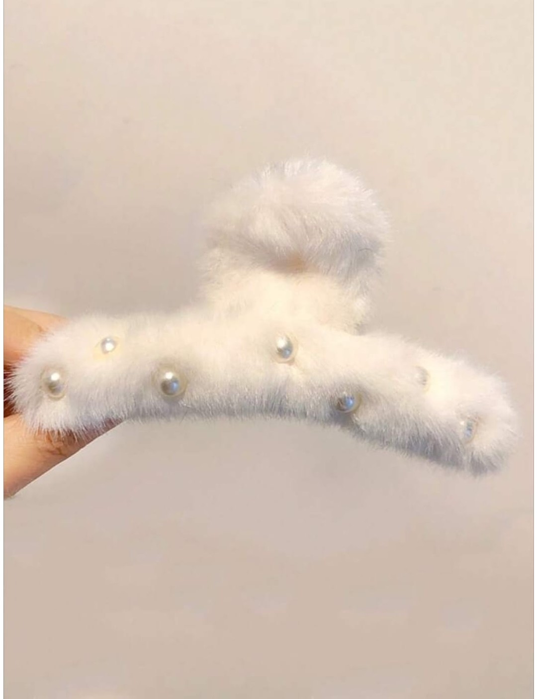 ZYC Büyük Boy Inci Peluş Mandal Toka 12 cm görsel 3