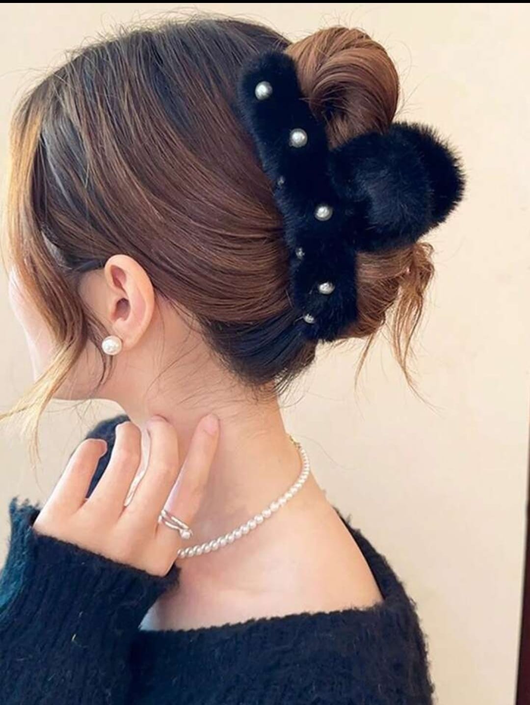 ZYC Büyük Boy Inci Peluş Mandal Toka 12 cm görsel 7