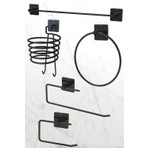 Alsi Home Yapışkanlı 5 Li Siyah Havlu Askısı Fön Askısı Wc Tuvalet Kağıtlık Rulo Havluluk Askı Banyo Seti