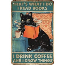 Passpano Ahşap Vintage Tablo " I Drınk Coffee And I Know Things" Ahşap Mdf 25X35CM