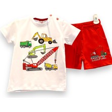 Little Tortoise Erkek Bebek Omuzdan Düğme Detaylı Tişört Şortlu Takım