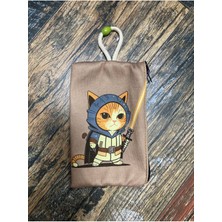 Street Bag Jeday Kedi baskılı Kalemlik , El Çantas , Baskılı Bez Çanta , Makyaj Çantası