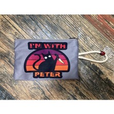 Street Bag Katil kedi Baskılı Kalemlik , El Çantas , Baskılı Bez Çanta , Makyaj Çantası