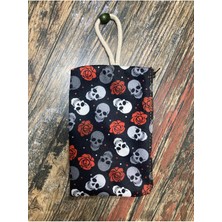 Street Bag Kuru Kafa ve Gül Desenli Desenli Baskılı Kalemlik , El Çantas , Baskılı Bez Çanta , Makyaj Çantası