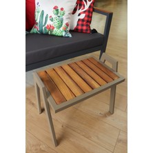 Aluseat Istiflenebilir Iroko Tablalı Alüminyum Sehpa 35X50
