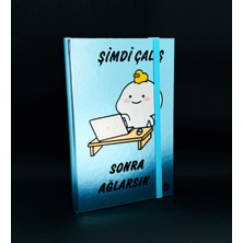 Giftmoda Metal Kapaklı Şimdi Çalış Sonra Ağlarsın Tasarımlı Lastikli Defter