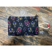 Street Bag Afrika Motifli Desenli Baskılı Kalemlik, El Çantası, Baskılı Bez Çanta, Makyaj Çantası