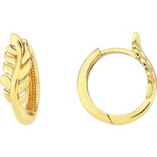 Altın Sepeti Yaprak Modeli Altın Halka Küpe