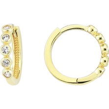 Altın Sepeti Altın Taşlı Model Halka Küpe