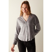 Penti Gri Fuzzy Hırka Pijama Üstü