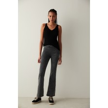 Penti Gri Denim Yüksek Bel Flare Paça Pantolon