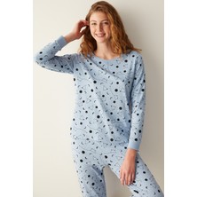 Penti Fam Zodiac Pantolon Mavi Pijama Takımı