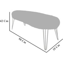 Zem Şila Bench Beyaz Peluş - Silver Ayaklı