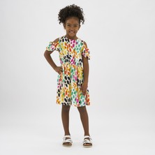 Panço Renkli Leopar Desenli Elbise