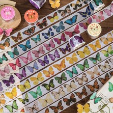 Bifeng Shop F Stili Vintage Kelebek Washi Bantlar Karalama Defteri Diy El Sanatları Planlamacılar Hediye Paketleme Için Geniş Renkli Dekoratif Maskeleme Kağıt Bant (Yurt Dışından)
