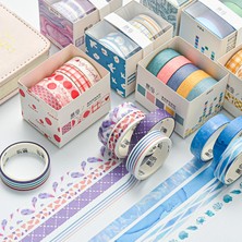 Bifeng Shop Xun-Huan Tarzı Renkli Çizgi Doku Washi Bant Seti Yapışkan Maskeleme Kağıt Bant Dıy Ofis Kırtasiye Malzemeleri Dekorasyon Scrapbooking 5 Adet (Yurt Dışından)