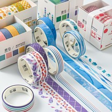 Bifeng Shop Xun-Huan Tarzı Renkli Çizgi Doku Washi Bant Seti Yapışkan Maskeleme Kağıt Bant Dıy Ofis Kırtasiye Malzemeleri Dekorasyon Scrapbooking 5 Adet (Yurt Dışından)