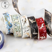 Bifeng Shop B Tarzı Maskeleme Altın Folyo Folyo Diy Craft Glitter Vinç Kağıt Yapışkan Yapıştırıcı Chinease Desen Washi Bant Kırtasiye Okul Malzemeleri (Yurt Dışından)