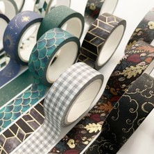 Bifeng Shop Ben Stil 1.5 cm * 7 M Retro Altın Geometri Maskeleme Washi Bant Izgara Dekoratif Yapışkan Bant Diy Scrapbooking Sticker Etiket Kırtasiye (Yurt Dışından)
