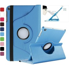 TahTicMer Samsung Galaxy Tab A9 X110 X115 Uyumlu Kılıf Dönerli Standlı Suni Deri Uyku Modlu 360° Komple Koruma 8.7 Inç Mavi