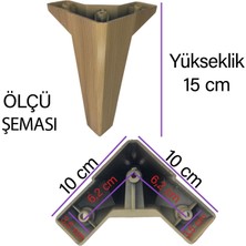 Glaswen Serdivan 15 cm Açık Ceviz Lüx Mobilya Kanepe Sehpa Ünite Koltuk Ayağı Baza Ayak