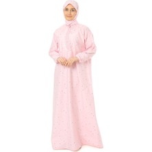 Elanesa Bayan Çocuk Pratik Namaz Elbisesi Fermuarlı Kolu Lastikli Yıldız Baskılı