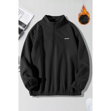 Ghassy Co. Erkek Yarım Fermuarlı Oversize Bel ve Kol Lastikli Içi Polarlı Sweatshirt