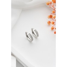 Gümüşistan 925 Ayar Gümüş  Silver Kaplama Zirkon Taş Detaylı Halka Küpe