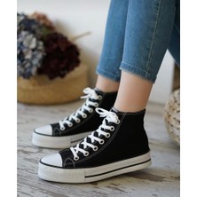 By İmis Shoes Kalın Taban Uzun Keten Sneaker