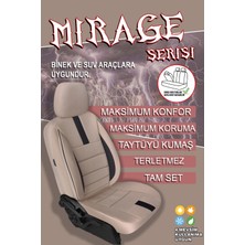 Nice Shop Mirage Serisi Serisi Binek Araçlara Uyumlu Deri Detaylı Üniversal Oto Koltuk Kılıfı 5li Takım Set