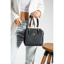 Impolo Lenora Siyahempirme Baskı Kadın Kol ve El Çantası 22X25 Ebatında