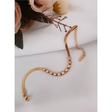 Vanessa Jewelry Accessories Sıralı Taş Detay Iltalyan Zincir Çelik Bileklik