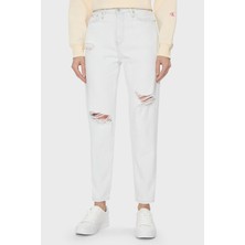 Calvin Klein Pamuklu Yüksek Bel Mom Fit Jeans J20J2221471AA Bayan Kot Pantolon J20J222147 1AA
