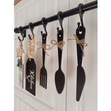 Rosfloa 3 Parça Dekoratif Ahşap Çatal-Kaşık-Bıçak Seti Mutfak, Kahve Köşesi, Dolap, Raf, Askı Süsü(19 Cm) (ASKI SETE DAHİL DEĞİLDİR.)