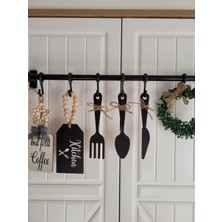 Rosfloa 3 Parça Dekoratif Ahşap Çatal-Kaşık-Bıçak Seti Mutfak, Kahve Köşesi, Dolap, Raf, Askı Süsü(19 Cm) (ASKI SETE DAHİL DEĞİLDİR.)