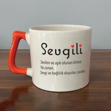 Mor Mürekkep Sevgili Baskılı Turuncu Kulplu D Kupa